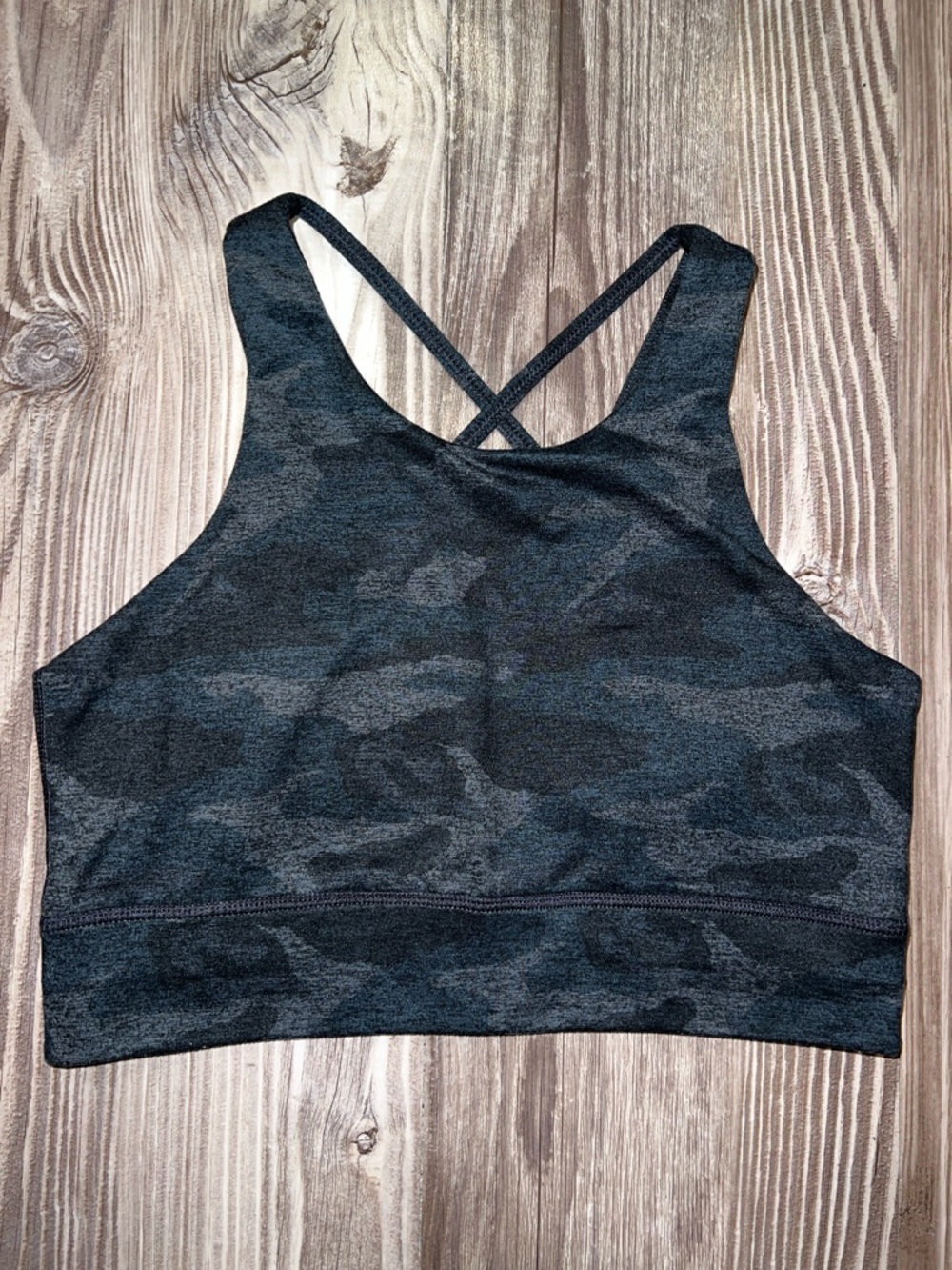 Vuori Elevation Camo High Neck Sports Bra Blue Gray Black Camo Bra Top Tank Top